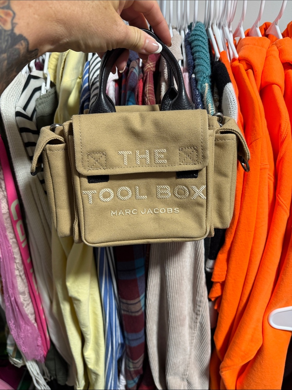 Marc Jacobs Tan Canvas 'The Tool Box' Mini Messenger Bag